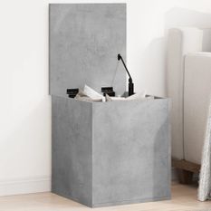 Boîte de rangement gris béton 40x42x46 cm bois d'ingénierie