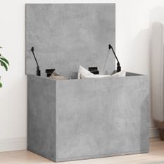 Boîte de rangement gris béton 60x42x46 cm bois d'ingénierie