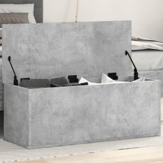 Boîte de rangement gris béton 90x35x35 cm bois d'ingénierie