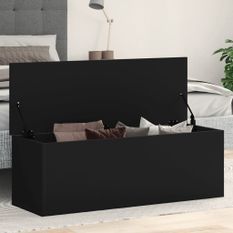 Boîte de rangement noir 102x35x35 cm bois d'ingénierie