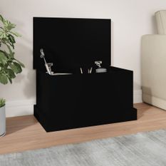 Boîte de rangement noir 50x30x28 cm bois d'ingénierie