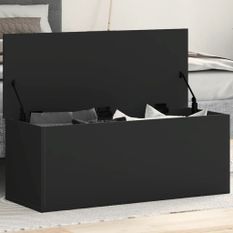 Boîte de rangement noir 90x35x35 cm bois d'ingénierie