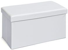 Boîte pliable rectangulaire simili cuir blanc Santy