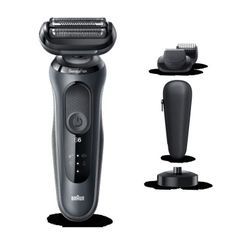 BRAUN Series 6 60-N4500cs Tondeuse barbe - 3 sabots - Station de charge - Technologie SensoFlex -Autonomie 50min