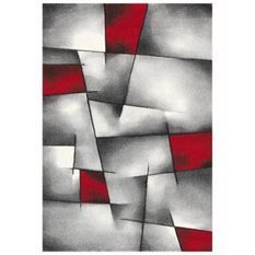 BRILLANCE Tapis de salon 80x150 cm rouge, noir et gris