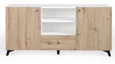 Buffet 2 portes 1 tiroir en bois chêne clair et bois blanc Lazeto 180 cm