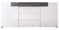 Buffet 2 portes 4 tiroirs blanc brillant et gris foncé Tako 185 cm