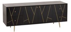 Buffet 2 portes 4 tiroirs noir à rayures Lolita L 150 cm