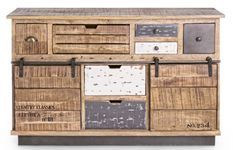 Buffet 2 portes 7 tiroirs TUDOR 125 cm – Bois massif de manguier