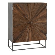 Buffet 2 portes bois massif foncé Sanilo L 85 cm