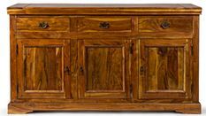 Buffet 3 portes 3 tiroirs CHATEAUX - bois massif d'acacia marron - 160 cm