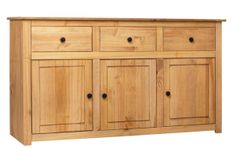 Buffet 3 portes 3 tiroirs en bois de pin massif Autika 135 cm – Élégance rustique et praticité