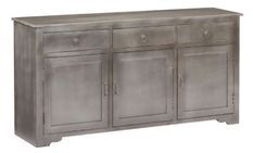 Buffet 3 portes 3 tiroirs manguier massif gris Kabu