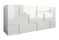 Buffet 3 portes bois laqué blanc brillant Namob L 180 cm
