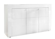 Buffet 3 portes bois laqué blanc brillant Lubi L 138 cm