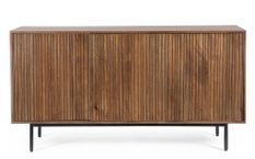 Buffet 3 portes TADITA 140 cm – Bois de manguier marron & pieds acier noir