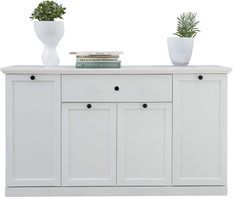 Buffet 4 portes 1 tiroir blanc style campagnard moderne Valex 157 cm