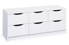 Buffet 6 tiroirs bois mélaminé blanc Bakus 122 cm