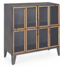 Buffet acier noir et verre 2 portes Bony L 87.5 cm