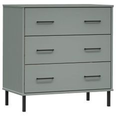 Buffet avec 3 tiroirs Gris 77x40x79,5 cm Bois massif OSLO