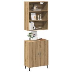 Buffet avec armoire murale chêne artisanal bois d'ingénierie