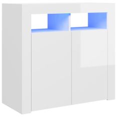 Buffet avec lumières LED Blanc brillant 80x35x75 cm