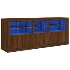 Buffet avec lumières LED chêne marron 162x37x67 cm