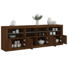 Buffet avec lumières LED chêne marron 202x37x67 cm