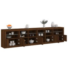 Buffet avec lumières LED chêne marron 283x37x67 cm