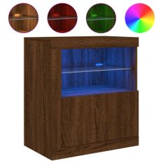 Buffet avec lumières LED chêne marron 60,5x37x67 cm