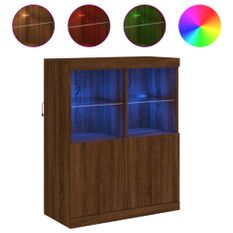 Buffet avec lumières LED chêne marron 81x37x100 cm