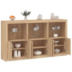 Buffet avec lumières LED chêne sonoma 181,5x37x100 cm