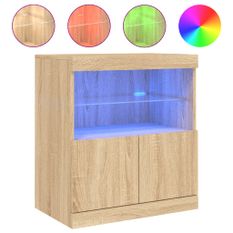 Buffet avec lumières LED chêne sonoma 60x37x67 cm