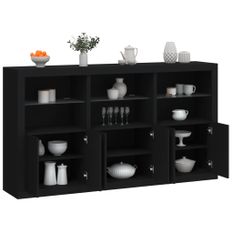 Buffet avec lumières LED noir 181,5x37x100 cm