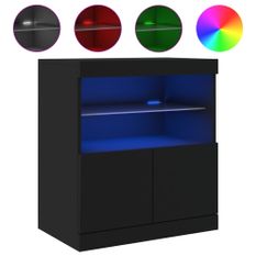 Buffet avec lumières LED noir 60x37x67 cm