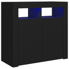 Buffet avec lumières LED Noir 80x35x75 cm