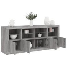 Buffet avec lumières LED sonoma gris 163x37x67 cm