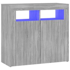 Buffet avec lumières LED Sonoma gris 80x35x75 cm