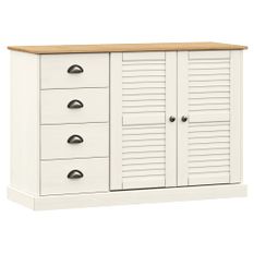 Buffet avec tiroirs VIGO 113x40x75 cm blanc bois massif de pin