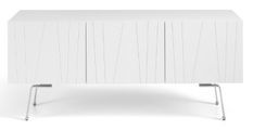 Buffet bas 3 portes design en bois laqué blanc Valentin 150 cm