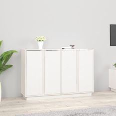 Buffet Blanc 120x35x80 cm Bois massif de pin
