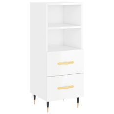 Buffet Blanc brillant 34,5x34x90 cm Bois d'ingénierie