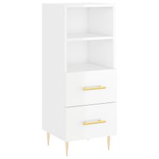 Buffet Blanc brillant 34,5x34x90 cm Bois d'ingénierie