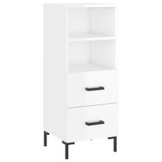 Buffet Blanc brillant 34,5x34x90 cm Bois d'ingénierie