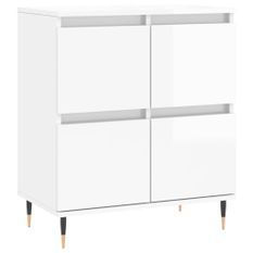 Buffet Blanc brillant 60x35x70 cm Bois d'ingénierie