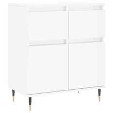 Buffet Blanc brillant 60x35x70 cm Bois d'ingénierie