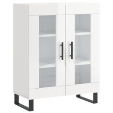 Buffet Blanc brillant 69,5x34x90 cm Bois d'ingénierie