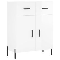 Buffet Blanc brillant 69,5x34x90 cm Bois d'ingénierie