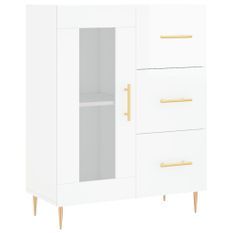 Buffet Blanc brillant 69,5x34x90 cm Bois d'ingénierie