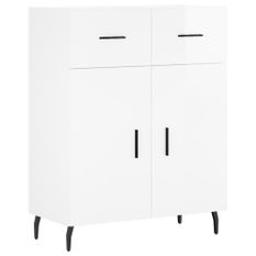 Buffet Blanc brillant 69,5x34x90 cm Bois d'ingénierie